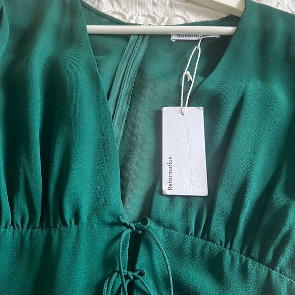 NWT Reformation Laurelei Emerald Mini Dress - Picture 8 of 13